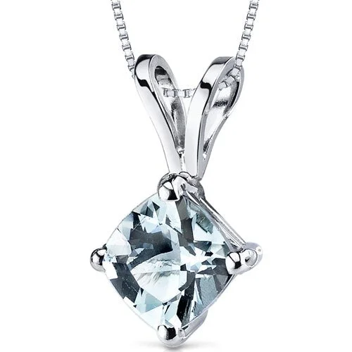 personalized infinity pendant necklace for couples -Aquamarine Pendant Necklace 14 Karat White Gold 0.69 Carats