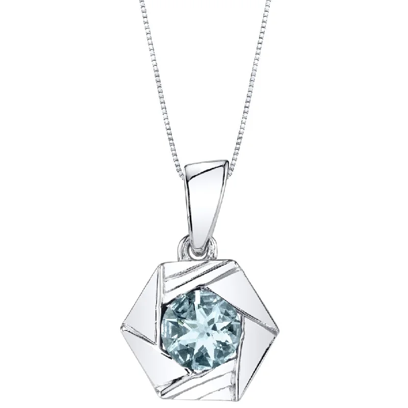 sterling silver pendant necklace for special occasions -Aquamarine Sterling Silver Cirque Pendant Necklace