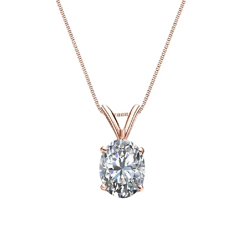 celestial pendant necklace with crystal charm gold -Auriya 1/2cttw Solitaire Oval Diamond Necklace 14k Gold (G-H, SI1-SI2)