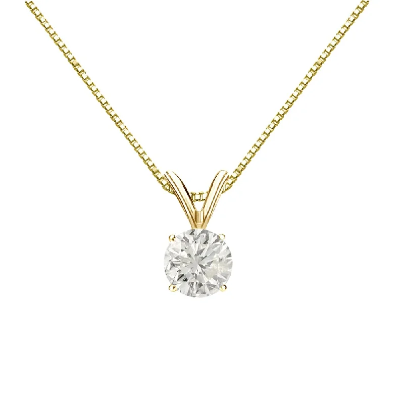 women’s custom bar pendant necklace silver -Auriya 1/2ctw Round Solitaire Diamond Necklace 18k Gold (J-K, I1-I2)