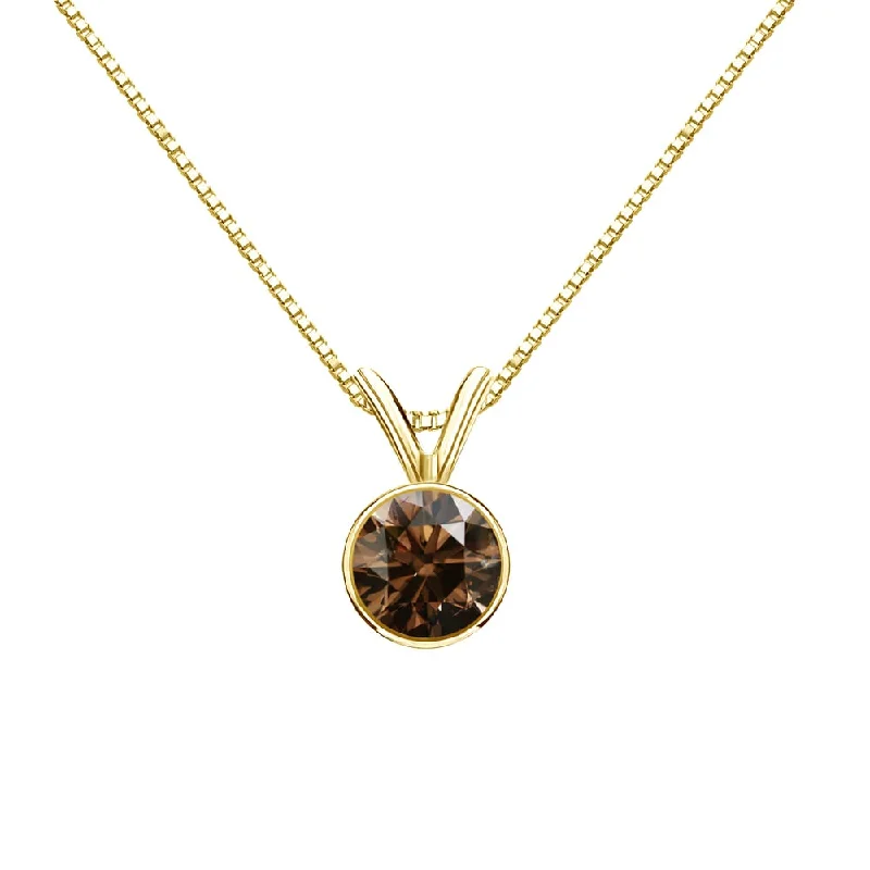 celestial pendant necklace with custom name -Auriya 1/2ctw Solitaire Brown Diamond Necklace 14k Gold Bezel-set (SI1-SI2)