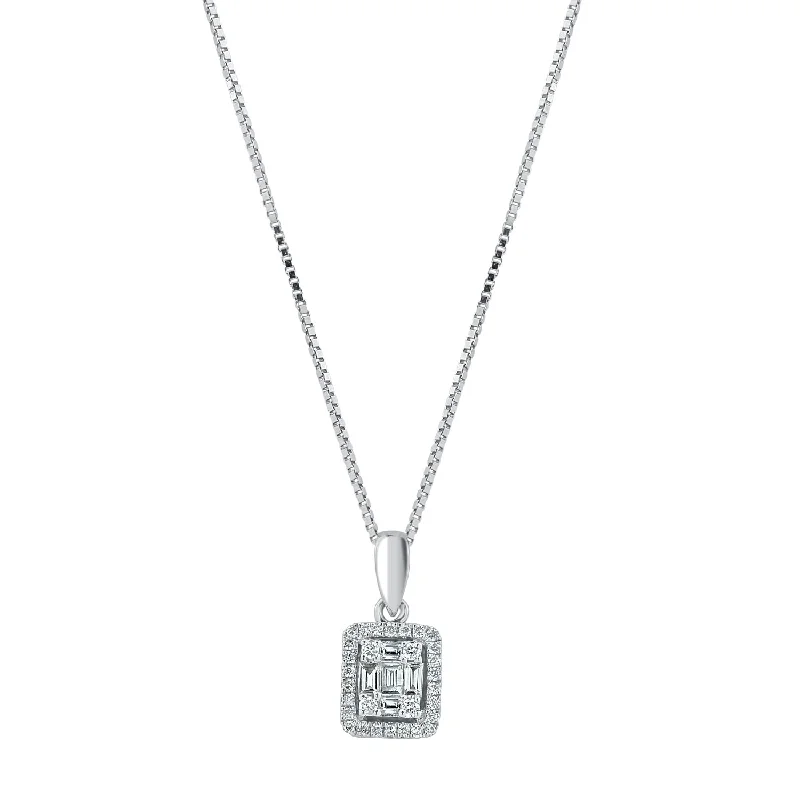 engraved pendant necklace with initials silver -Auriya 1/3cttw Emerald Halo Diamond Necklace 14k Gold (H-I, I1-I2)