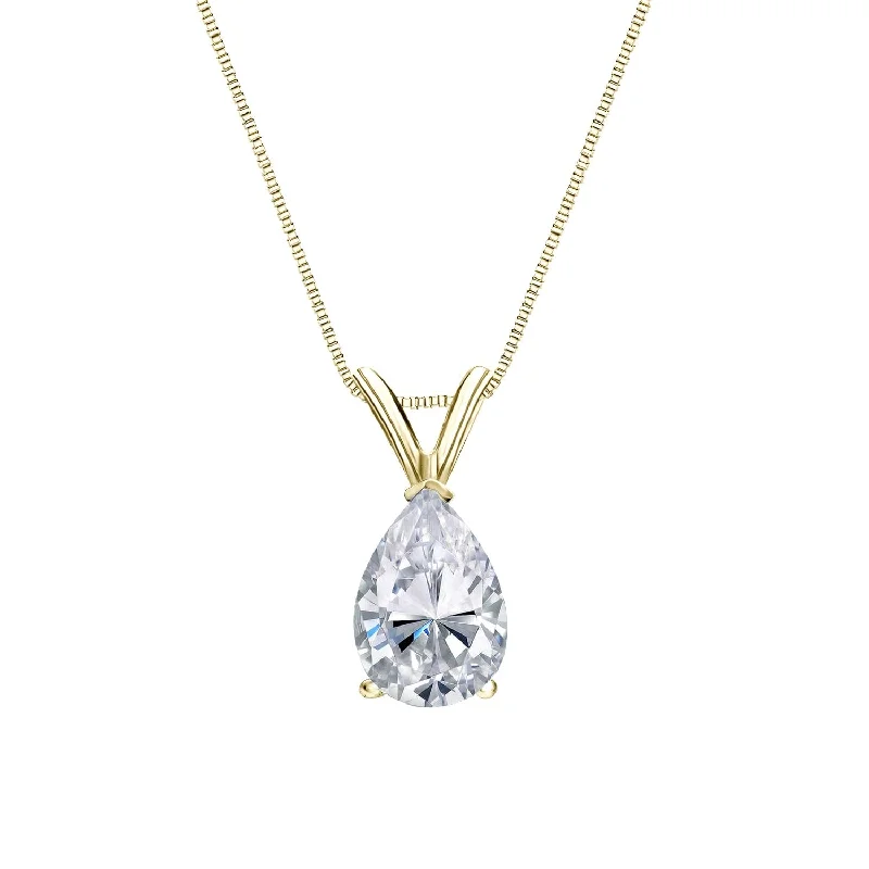 silver pendant necklace with heart pendant -Auriya 1/3ctw Pear-cut Diamond Solitaire Necklace 14k Gold (G-H, SI1-SI2)