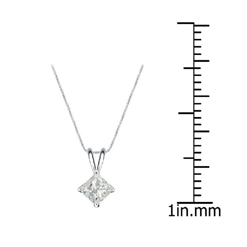 personalized pendant necklace with initials silver -Auriya 1/3ctw Solitaire Princess-cut Diamond Necklace 14k Gold (J-K, I1-I2)