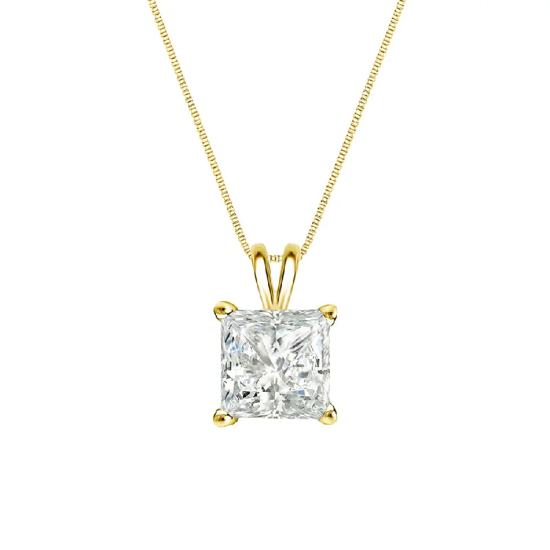 celestial pendant necklace with crystal charm gold -Auriya 14k Gold 1/4ctw Princess-cut Solitaire Diamond Necklace (I-J, SI2-SI3)