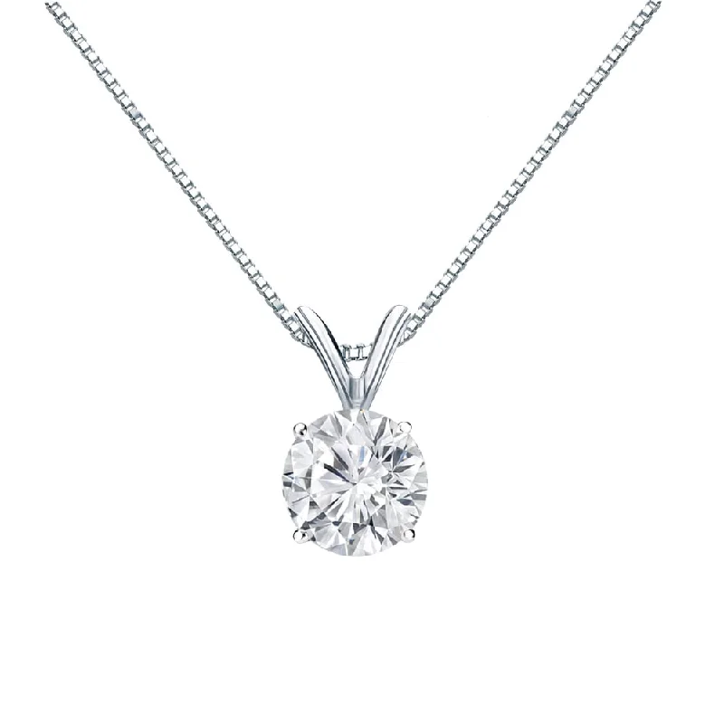 unique bar pendant necklace with crystal -Auriya 14k Gold 3/4ctw Round Solitaire Diamond Necklace (H-I, VS1-VS2)