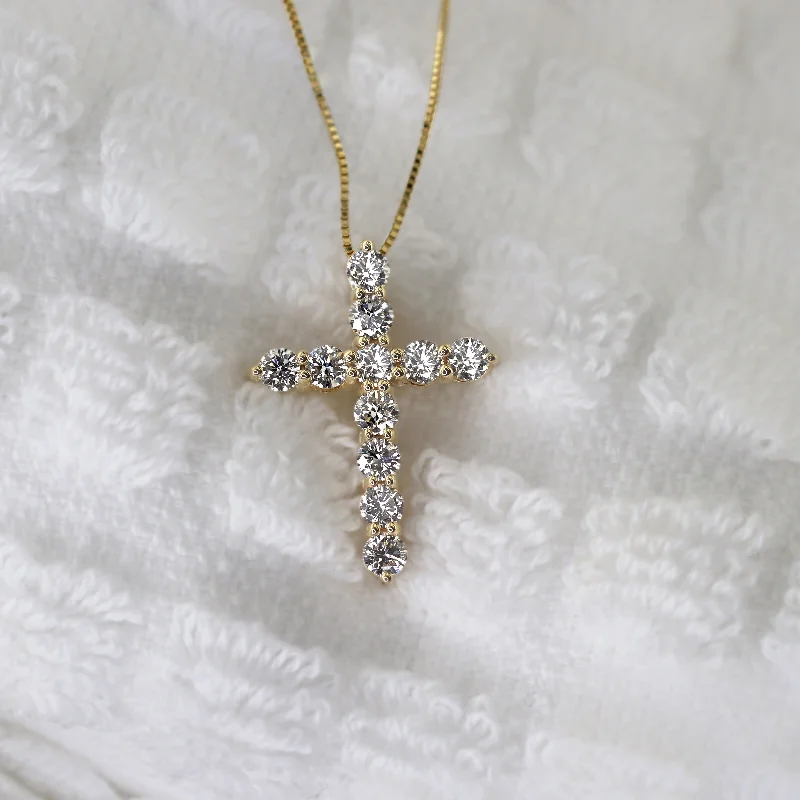 silver pendant necklace with charm for mom -Auriya 14k Gold Round Diamond Cross Necklace 1/2CTW (H-I, I1-I2)