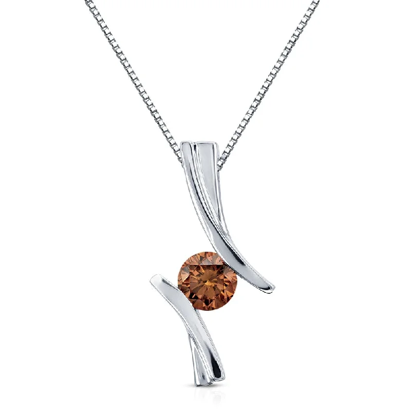 custom pendant necklace with engraved message -Auriya 14k White Gold 1/2ct TDW Brown Diamond Necklace (SI1-SI2)