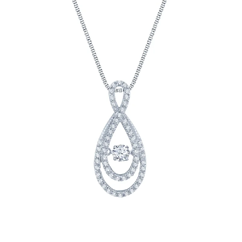 silver pendant necklace with personalized charm -Auriya 14k White Gold 1/2ct TDW 'Dancing Stone' Moving Diamond Necklace