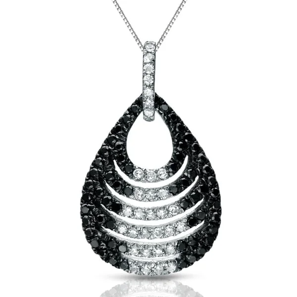 silver pendant necklace with custom engraving for wedding -Auriya 14k White Gold 1/2ctw Black and White Diamond Necklace (G-H, I1-I2)