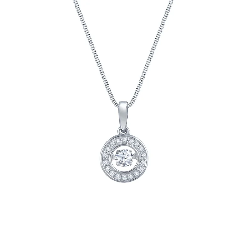 personalized crystal pendant necklace with nameplate -Auriya 14k White Gold 1/4ct TDW Dancing Stone Halo Diamond Necklace (H-I, I1-I2)