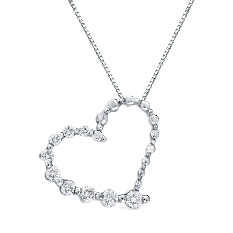 celestial pendant necklace with moon charm -Auriya 14k White Gold 1/4ct TDW Heart Journey Diamond Necklace (H-I, SI1-SI2)