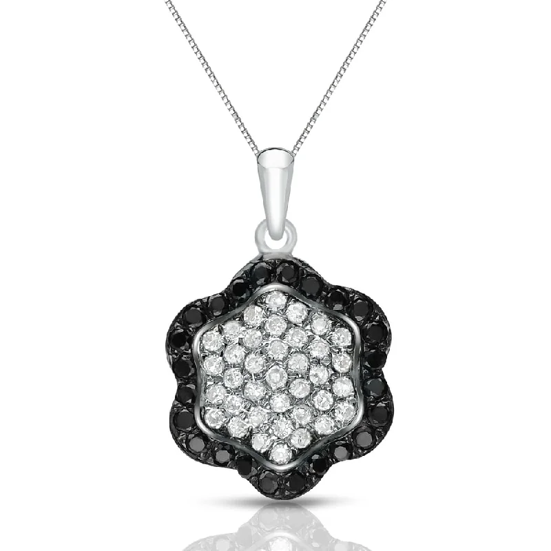 custom name pendant necklace for family -Auriya 14k White Gold 1/4ctw Black and White Diamond Necklace (H-I, SI1-SI2)