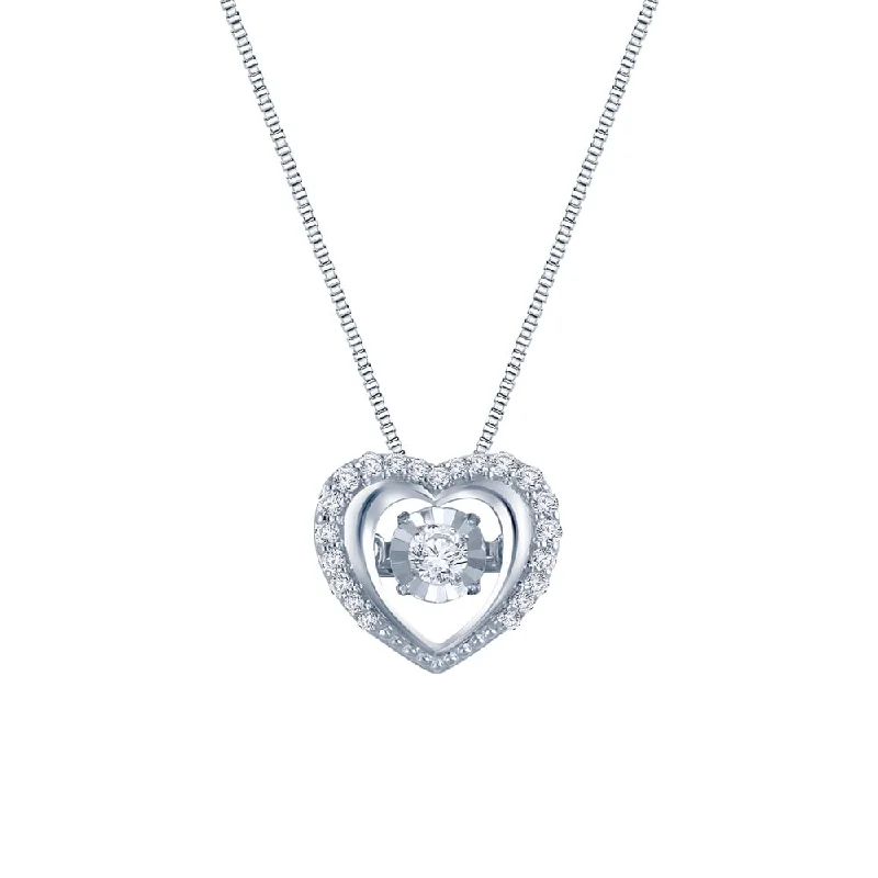 personalized pendant necklace for family gift -Auriya 14k White Gold 1/5ct TDW Dancing Stone Diamond Heart Pendant Necklace (H-I, I1-I2)