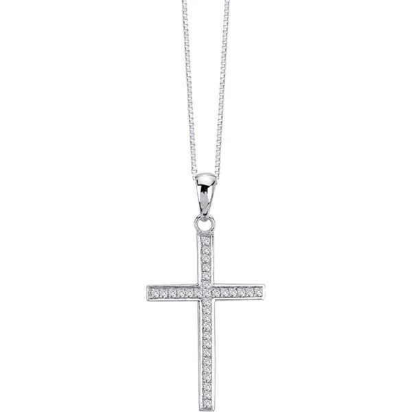 custom pendant necklace with personalized message -Auriya 14k White Gold 1/6ct TDW Diamond Cross Necklace (G-H, I1-I2)