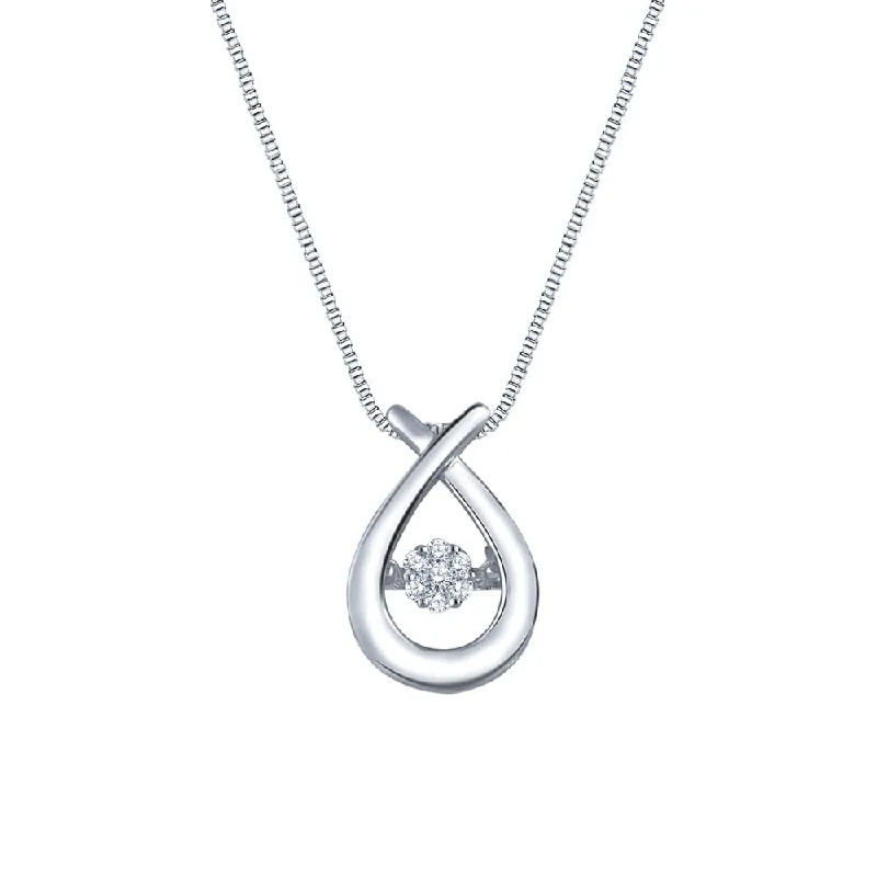 unique crystal pendant necklace for special occasions -Auriya 14k White Gold 1/8ct TDW Cluster Dancing Stone Diamond Necklace (H-I, I1-I2)