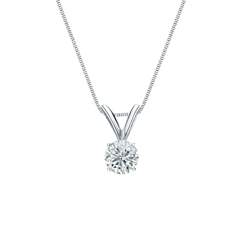 celestial star pendant necklace for brides -Auriya 18-karat Gold 0.25ctw Round Solitaire Lab Grown Diamond Necklace 4-Prong Basket (F-G VS) - 0.25