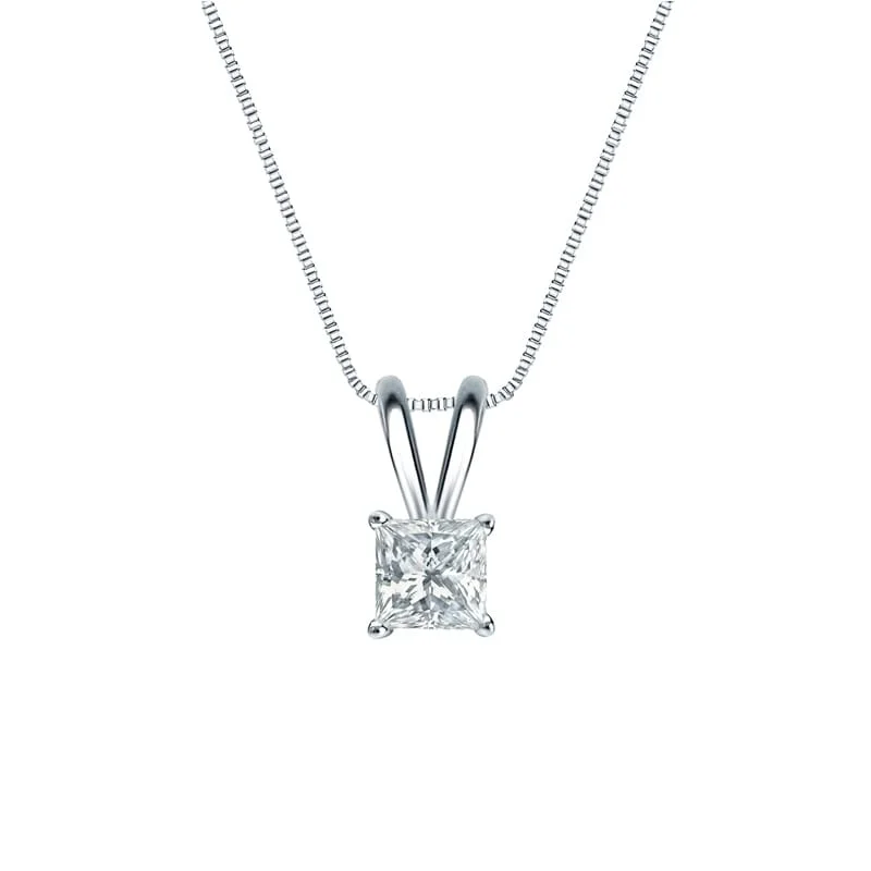 dainty pendant necklace with charm for brides -Auriya 18-karat Gold 0.30ctw Princess Solitaire Lab Grown Diamond Necklace 4-Prong Basket (H-I VS) - 0.3