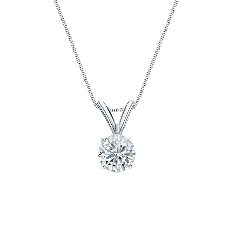 dainty gold pendant necklace for brides -Auriya 18-karat Gold 0.38ctw Round Solitaire Lab Grown Diamond Necklace 4-Prong Basket (H-I VS) - 0.38