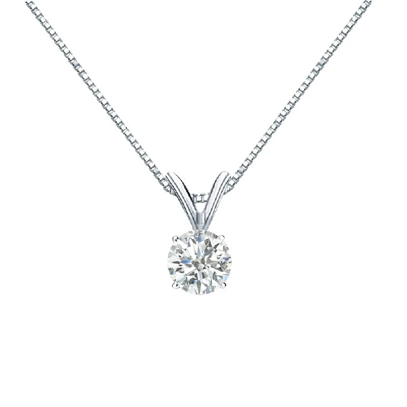 women’s pendant necklace with gemstone for mom -Auriya 18k Gold 1/3ct TDW Round-Cut Diamond 4-Prong Solitaire Necklace (H-I, SI1-SI2)