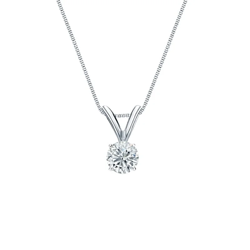 celestial pendant necklace with moon charm -Auriya Platinum 0.20ctw Round Solitaire Lab Grown Diamond Necklace 4-Prong Basket (H-I VS) - 0.2