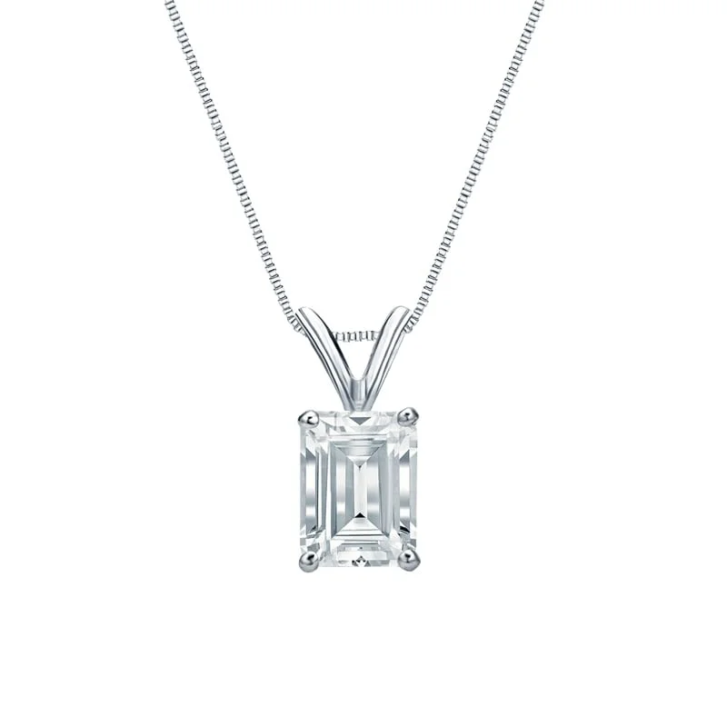 personalized pendant necklace with star charm -Auriya Platinum 0.90ctw Emerald Solitaire Lab Grown Diamond Necklace 4-Prong Basket (F-G VS) - 0.90