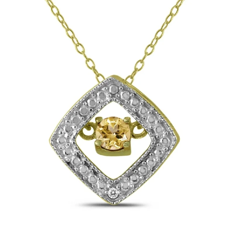 unique crystal pendant necklace for special occasions -Citrine and Diamond Dancer Pendant in .925 Sterling Silver