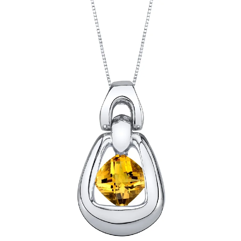 unique silver pendant necklace with nameplate -Citrine Sterling Silver Sungate Pendant Necklace