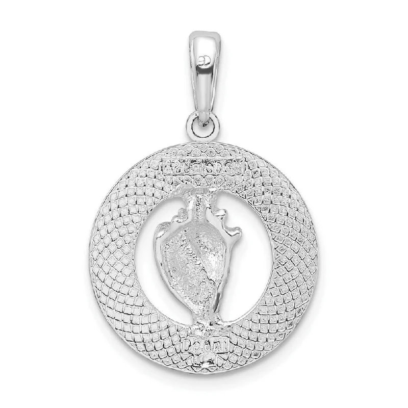 engraved bar pendant necklace with custom name -Diamond2Deal 925 Sterling Silver Antigua W.I. Circle Shell Pendant (L-27.03mm)