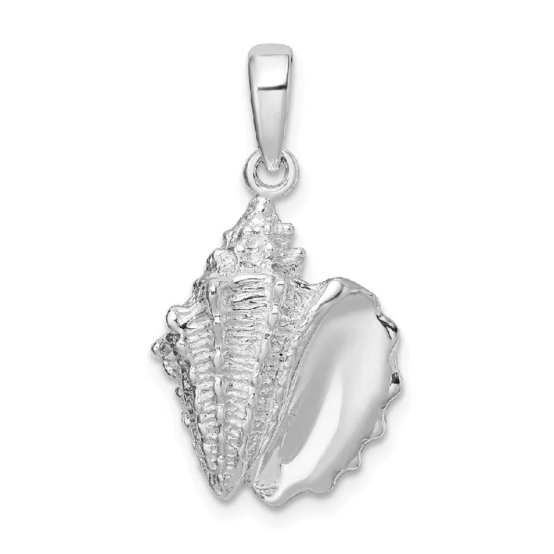 personalized nameplate pendant necklace with initials -Diamond2Deal 925 Sterling Silver Conch Shell Pendant (L-26.5mm)