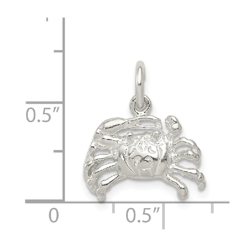 custom pendant necklace with initials for bridal party -Diamond2Deal 925 Sterling Silver Crab Pendant (L- 15 mm, W- 17 mm)