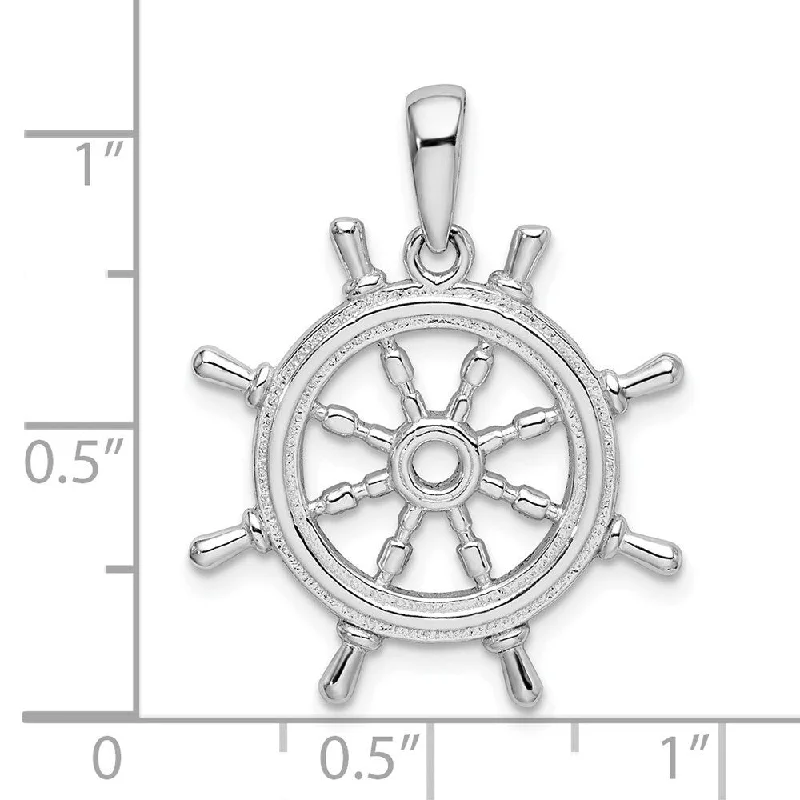 personalized crystal pendant necklace with initial -Diamond2Deal 925 Sterling Silver Cut-out 3D Ships Wheel Pendant (L-27.17mm, W-24mm)