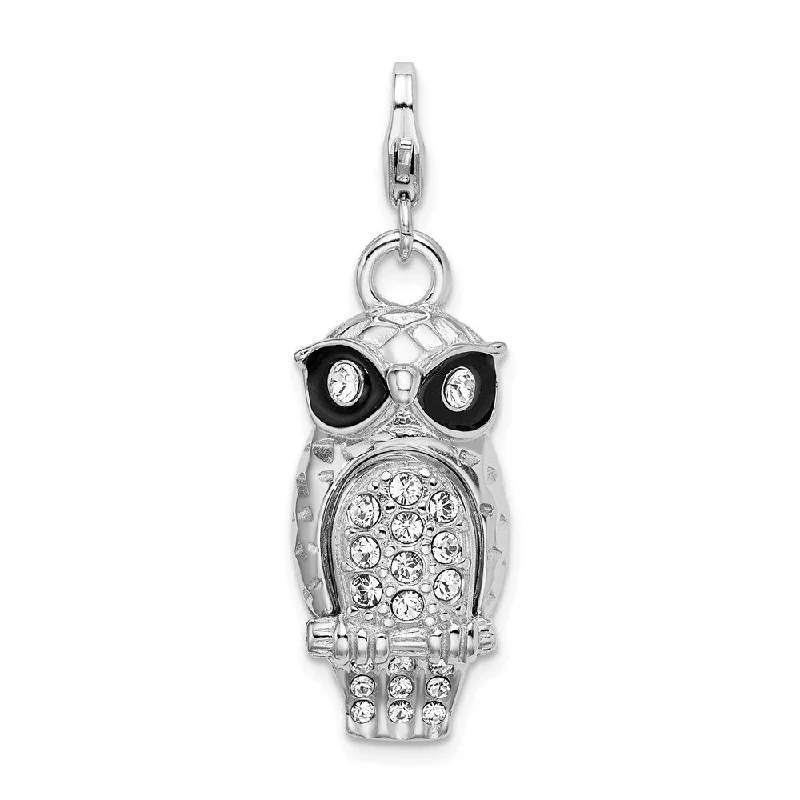 custom gold pendant necklace for wedding gift -Diamond2Deal 925 Sterling Silver Enamel Element Owl Lobster Clasp Pendant (L- 30 mm, W- 13 mm)