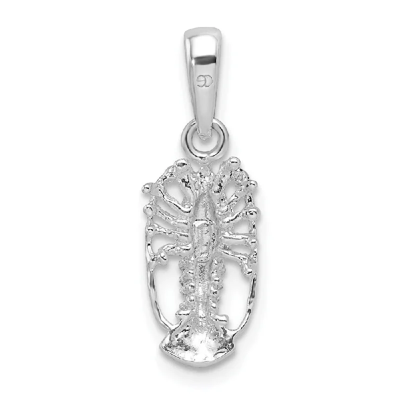 crystal pendant necklace with initial engraving -Diamond2Deal 925 Sterling Silver Extra Small Florida Lobster Pendant (L-22mm, W-8mm)