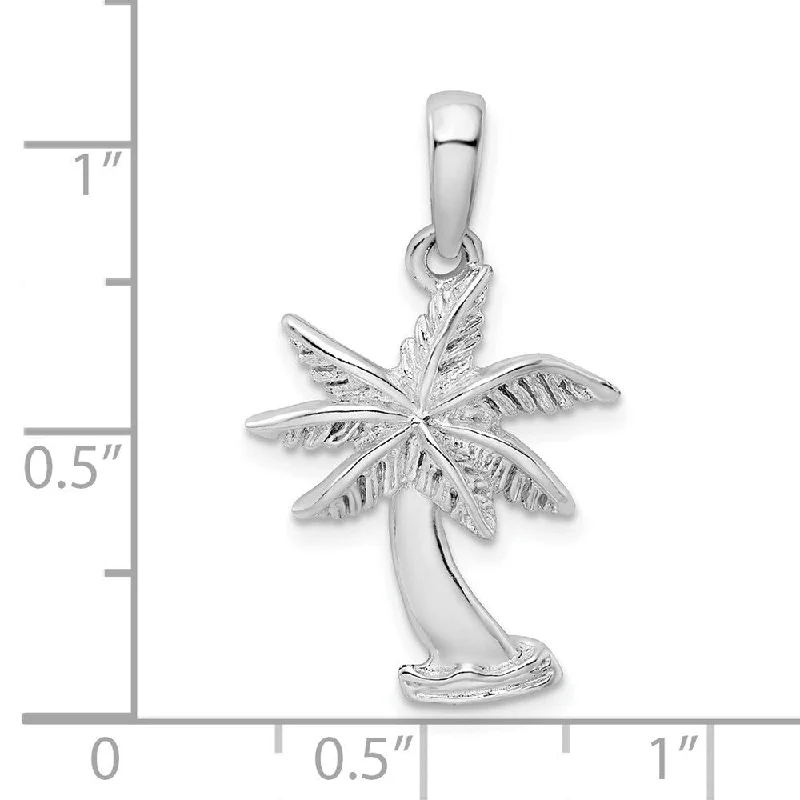 crystal pendant necklace with custom engraving -Diamond2Deal 925 Sterling Silver Palm Tree Pendant (L-26.99mm)