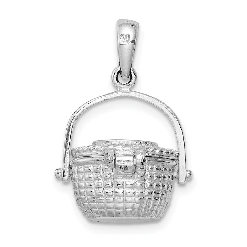 celestial pendant necklace with crystal for women -Diamond2Deal 925 Sterling Silver Polish 3D Moveable Large Nantucket Basket Pendant (L-23.25mm)