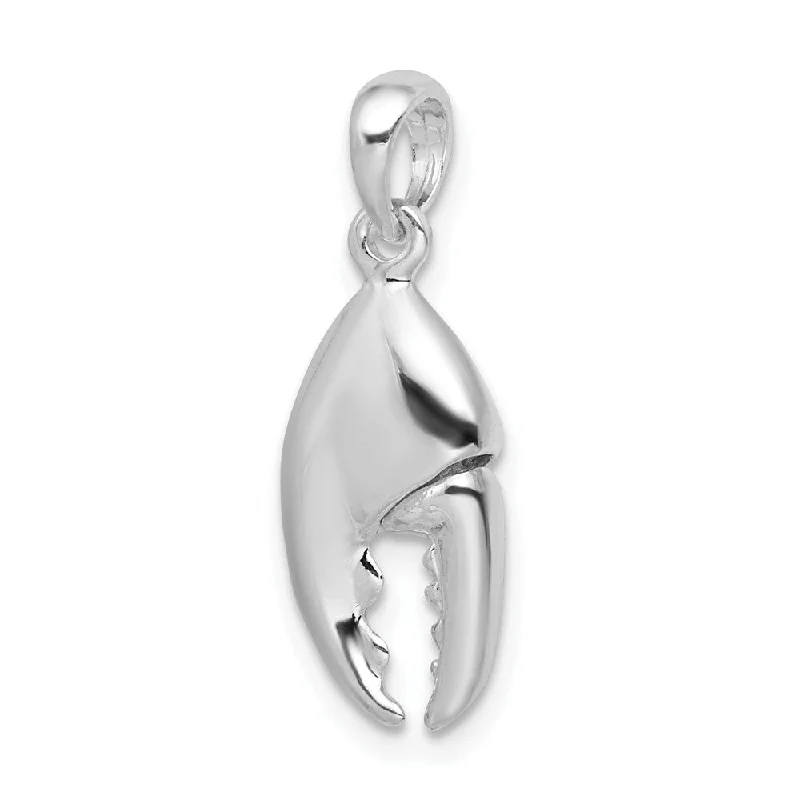 personalized gold pendant necklace with charm -Diamond2Deal 925 Sterling Silver Rhodium-Plated 3D Moveable Lobster Claw Charm Pendant (L- 26 mm, W- 10 mm)