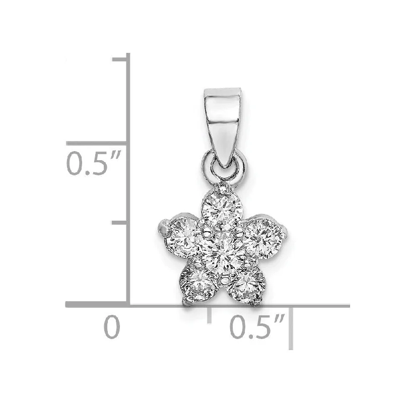 silver pendant necklace with charm for mom -Diamond2Deal 925 Sterling Silver Rhodium-Plated Cubic Zirconia Star Motif Pendant