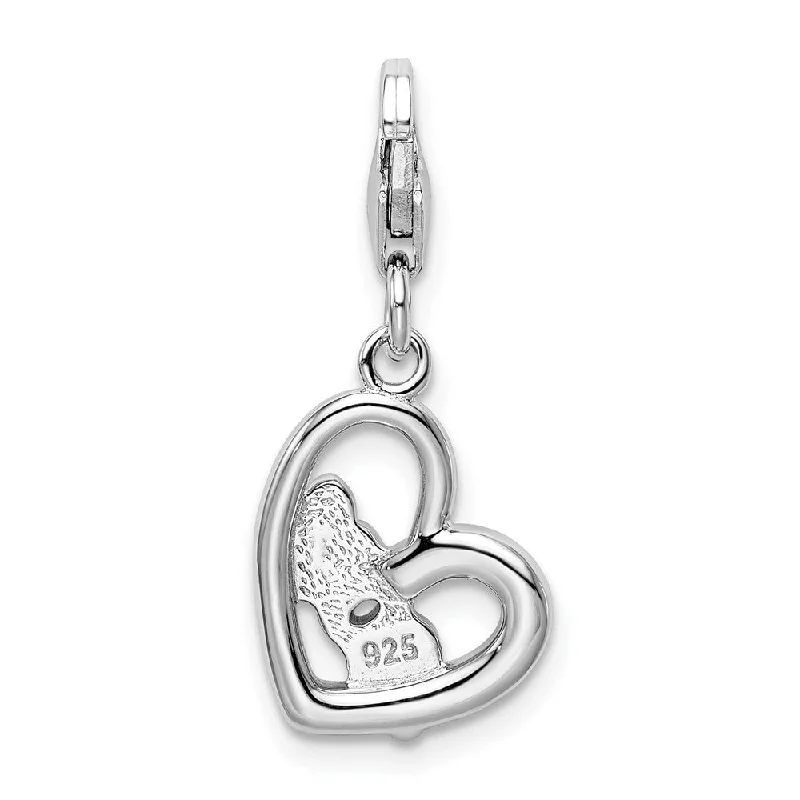 personalized pendant necklace for mom’s birthday -Diamond2Deal 925 Sterling Silver Rhodium-plated Polished Enameled with MOM Heart Charm Pendant with Fancy Lobster Clasp