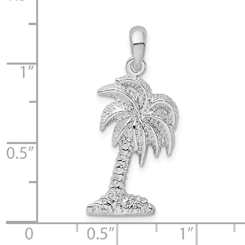 women’s celestial star pendant necklace gold -Diamond2Deal 925 Sterling Silver Small Palmetto Tree Pendant (L-30.4mm)