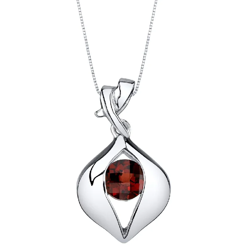 silver pendant necklace with celestial star design -Garnet Sterling Silver Venus Pendant Necklace