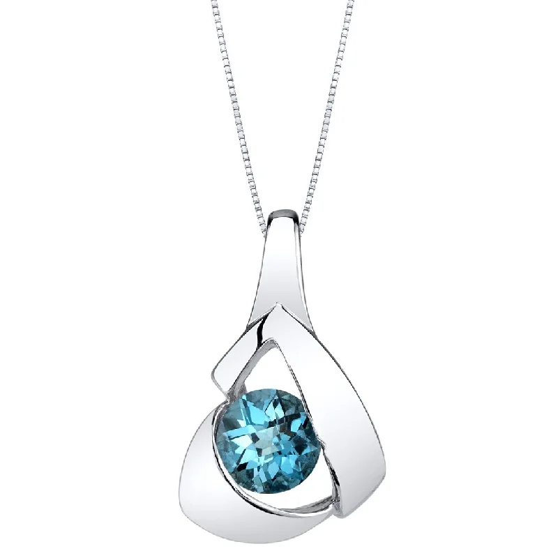 custom infinity pendant necklace with initials -London Blue Topaz Sterling Silver Chiseled Pendant Necklace