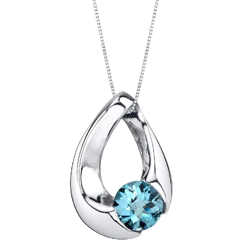 sterling silver pendant necklace for men -London Blue Topaz Sterling Silver Slider Pendant Necklace