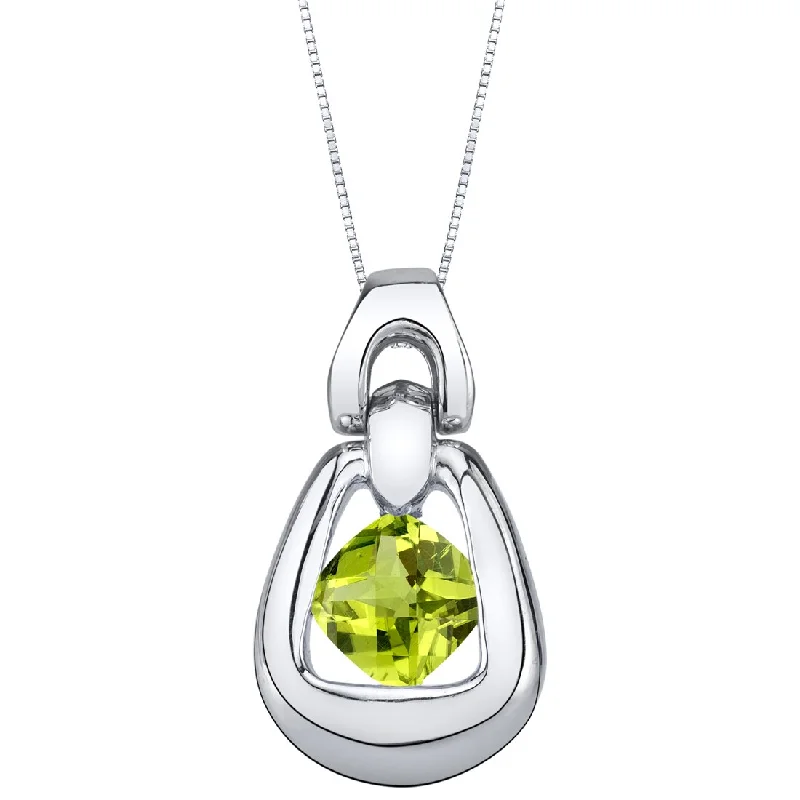 personalized infinity pendant necklace silver -Peridot Sterling Silver Sungate Pendant Necklace