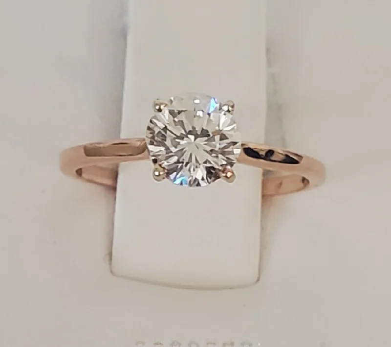 custom rings with diamonds for women’s engagement-14kt Rose Gold Round Diamond Solitaire