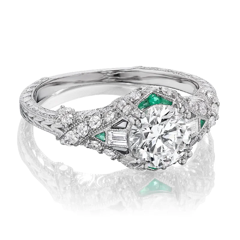 men’s wedding rings with diamonds and sapphires for engagement-Antique Diamond Emerald Ring