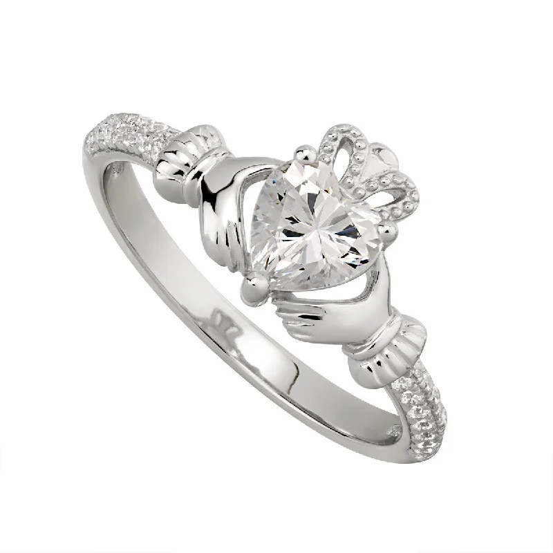 women’s wedding rings with rubies and sapphires for men’s wedding-Claddagh Ring with Stones