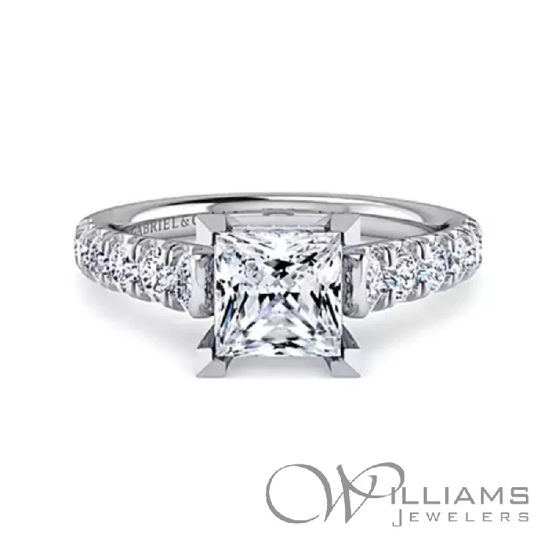 men’s engagement rings with diamonds for wedding bands-Gabriel & Co. Classic 14 Karat Diamond Engagement Ring