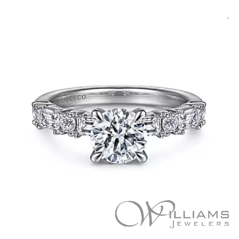 platinum rings for engagement with sapphires and diamonds-Gabriel & Co. Contemporary 14 Karat Diamond Engagement Ring