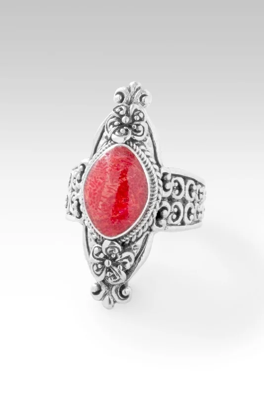 platinum rings with diamonds and sapphires for women’s engagement-Journey of Faith Ring™ in Red Sponge Coral